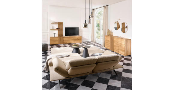 WOHNWAND  in Eichefarben  248,8/175,3/44 cm  - Eichefarben/Schwarz, Natur, Holz (248,8/175,3/44cm) - Linea Natura