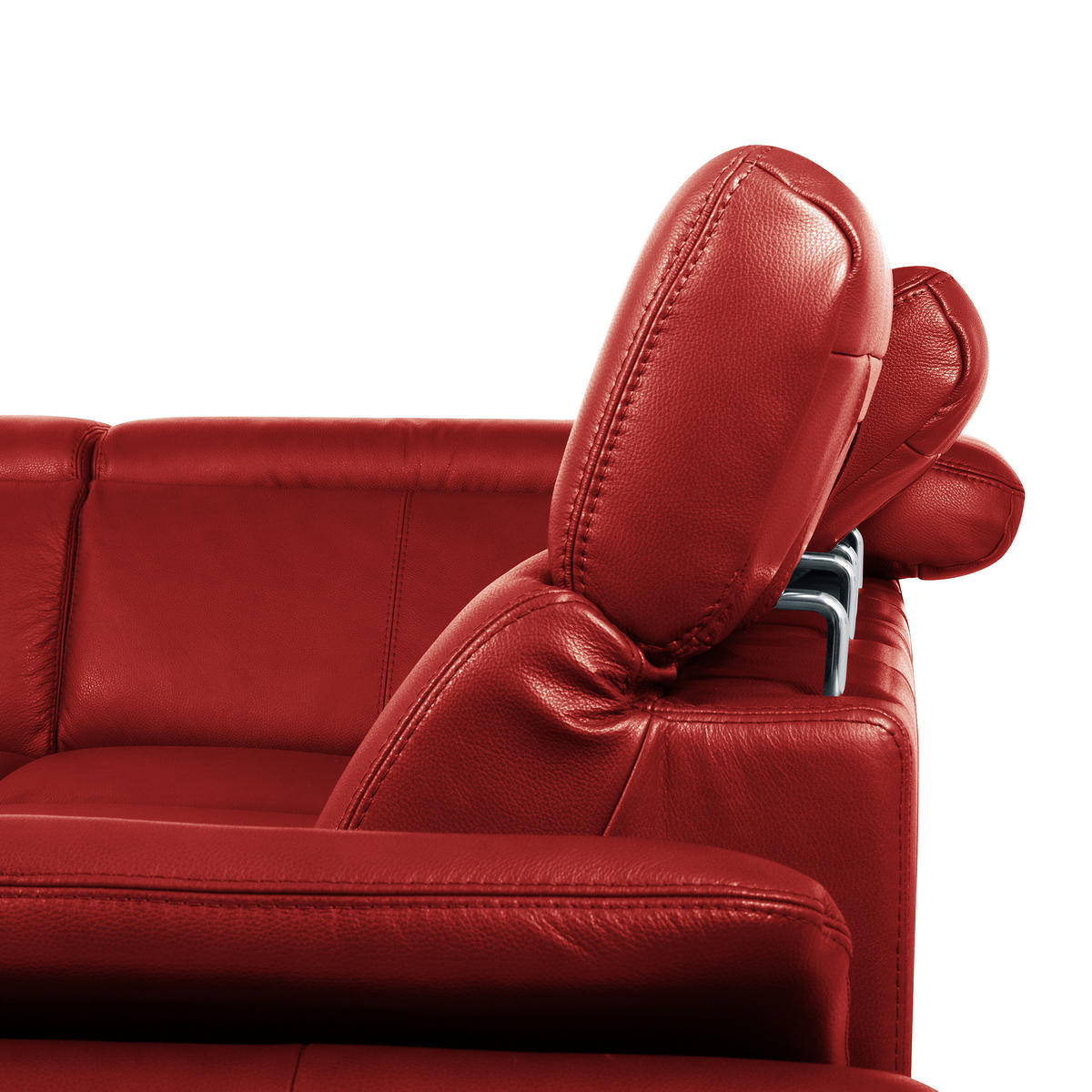 ECKSOFA Rot Echtleder Lederlook Bettkasten, Rücken echt, Armteilverstellung, Relaxfunktion, Kopfteilverstellung  - Rot/Schwarz, Design, Leder/Textil (211/264cm) - Livetastic