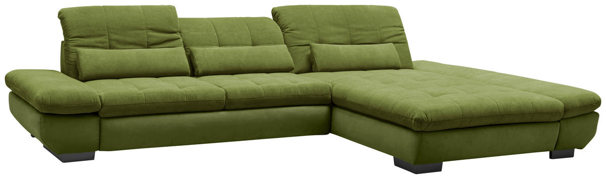 SEDEŽNA GARNITURA, gladka tkanina zelena  - črna/zelena, Design, kovina/tekstil (341/204cm) - Xora