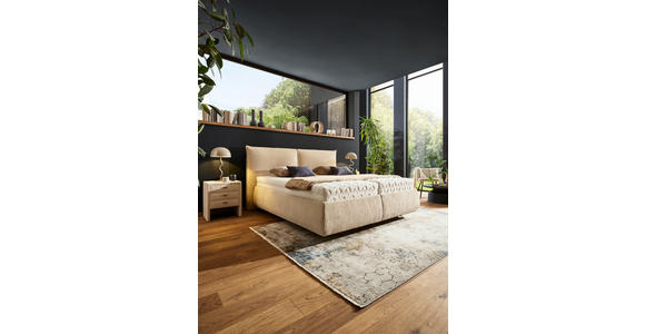 POLSTERBETT 180/200 cm,  in Sandfarben, Bettkasten, Lattenroste, Matratzen, H2 + H3 = mittel + fest  - Sandfarben/Schwarz, Design, Holz/Kunststoff (180/200cm) - Voleo