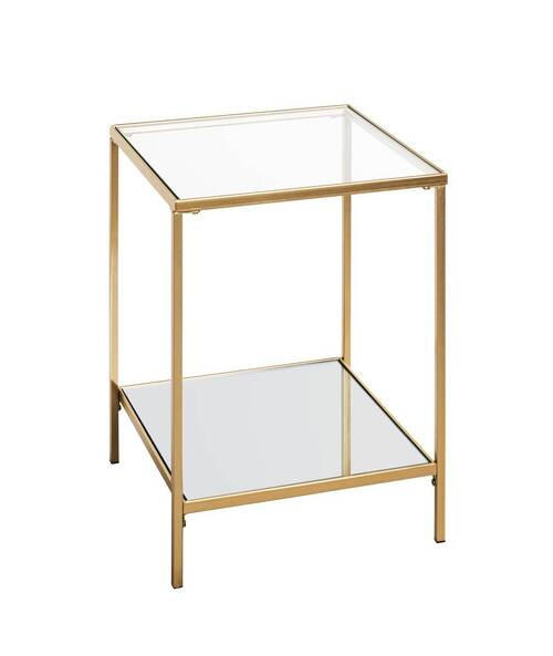 COUCHTISCH Sicherheitsglas, Spiegelglas 39/39/55 cm quadratisch Klar, Goldfarben  - Klar/Goldfarben, MODERN, Glas/Metall (39/39/55cm)