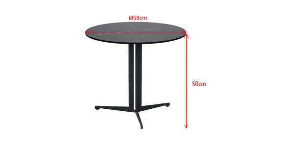 COUCHTISCH Sicherheitsglas 58/58/50 cm rund Schwarz - Schwarz, Design, Glas/Keramik (58/58/50cm) - Novel