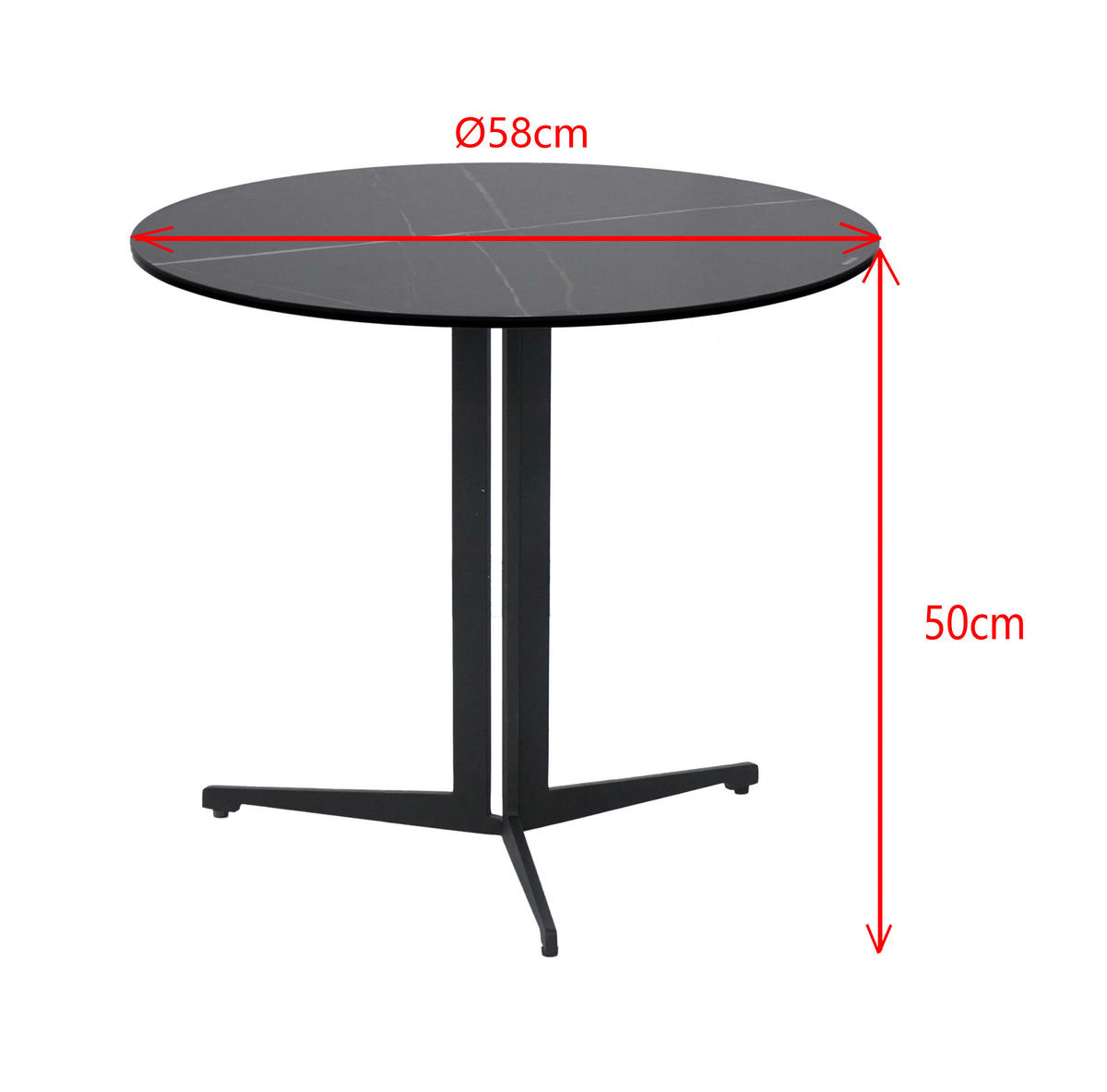 COUCHTISCH in Metall, Glas, Keramik 58/58/50 cm  - Schwarz, Design, Glas/Keramik (58/58/50cm) - Novel