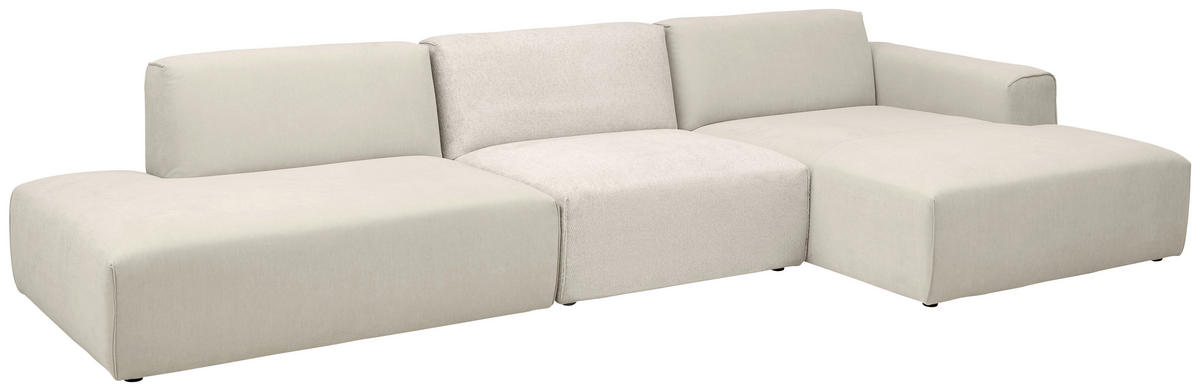 ECKSOFA Silberfarben, Perlmutt Chenille, Flachgewebe Rücken echt  - Silberfarben/Perlmutt, KONVENTIONELL, Kunststoff/Textil (342/165cm) - SetOne by Musterring