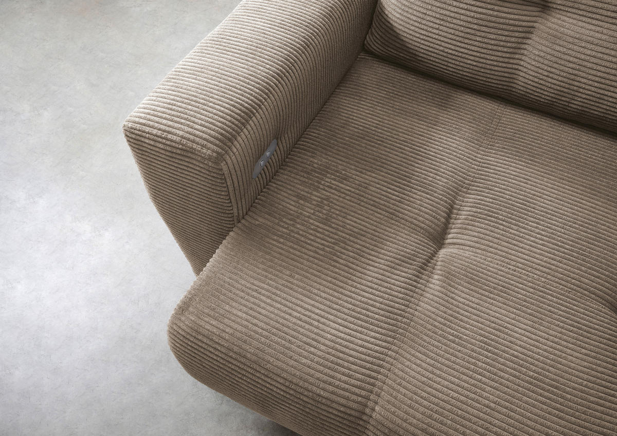 ECKSOFA in Cord Graubraun  - Graubraun/Schwarz, Modern, Holz/Textil (246/177cm) - MID.YOU