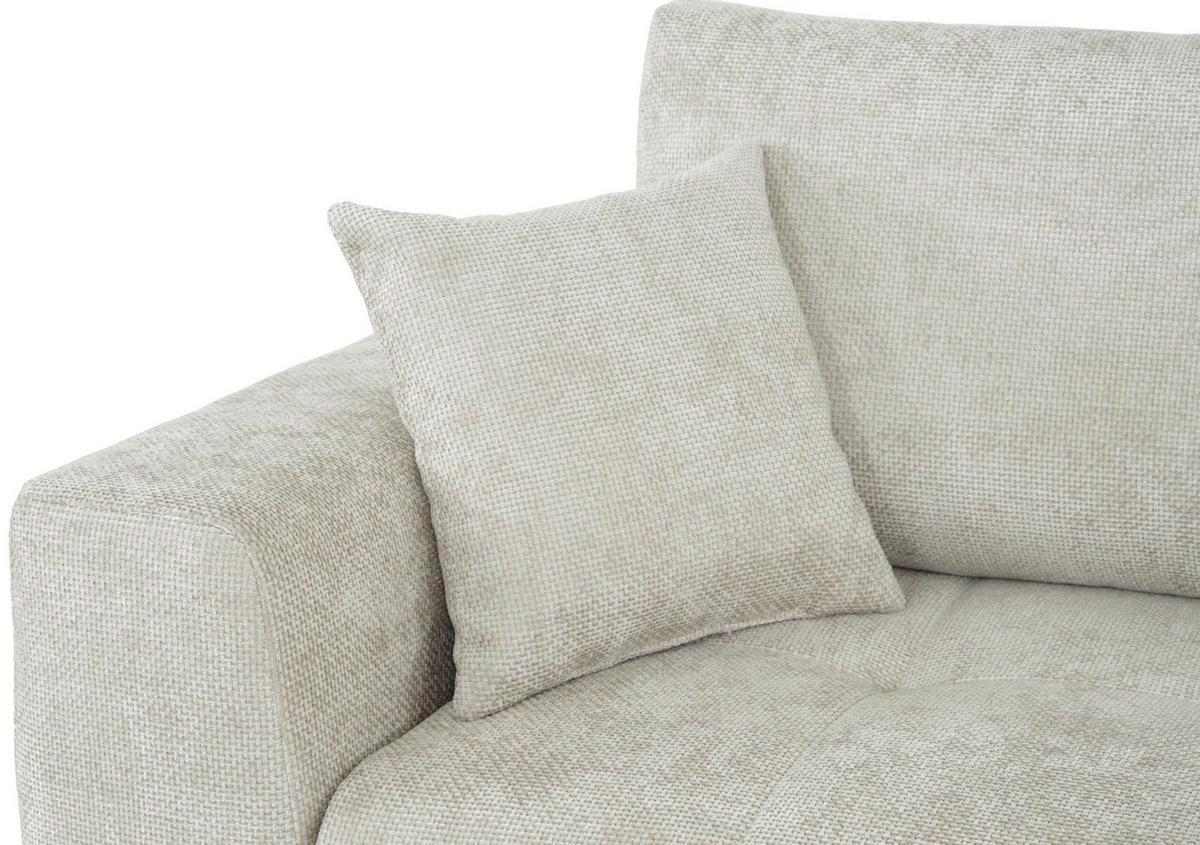 SCHLAFSOFA Struktur Creme  inkl. Zierkissen, Rückenkissen, Bettkasten, Schlaffunktion, Rücken echt  - Creme/Schwarz, KONVENTIONELL, Kunststoff/Textil (253/87/102cm) - Xora