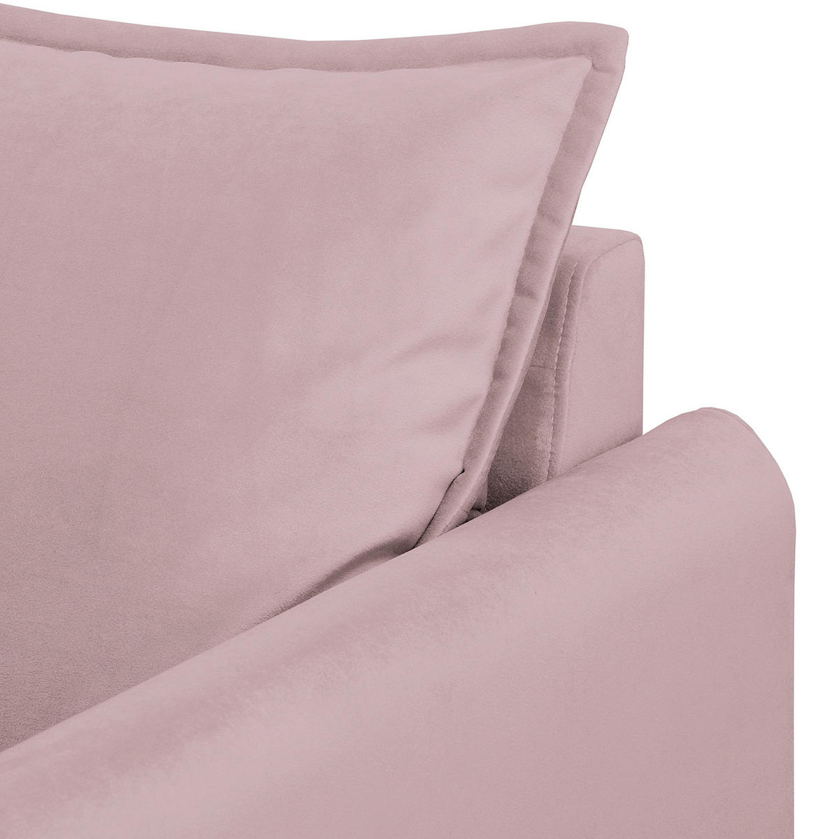 3-SITZER-SOFA JULI Samt Rosa  - Schwarz/Rosa, Design, Holz/Textil (203/86/100cm) - P & B