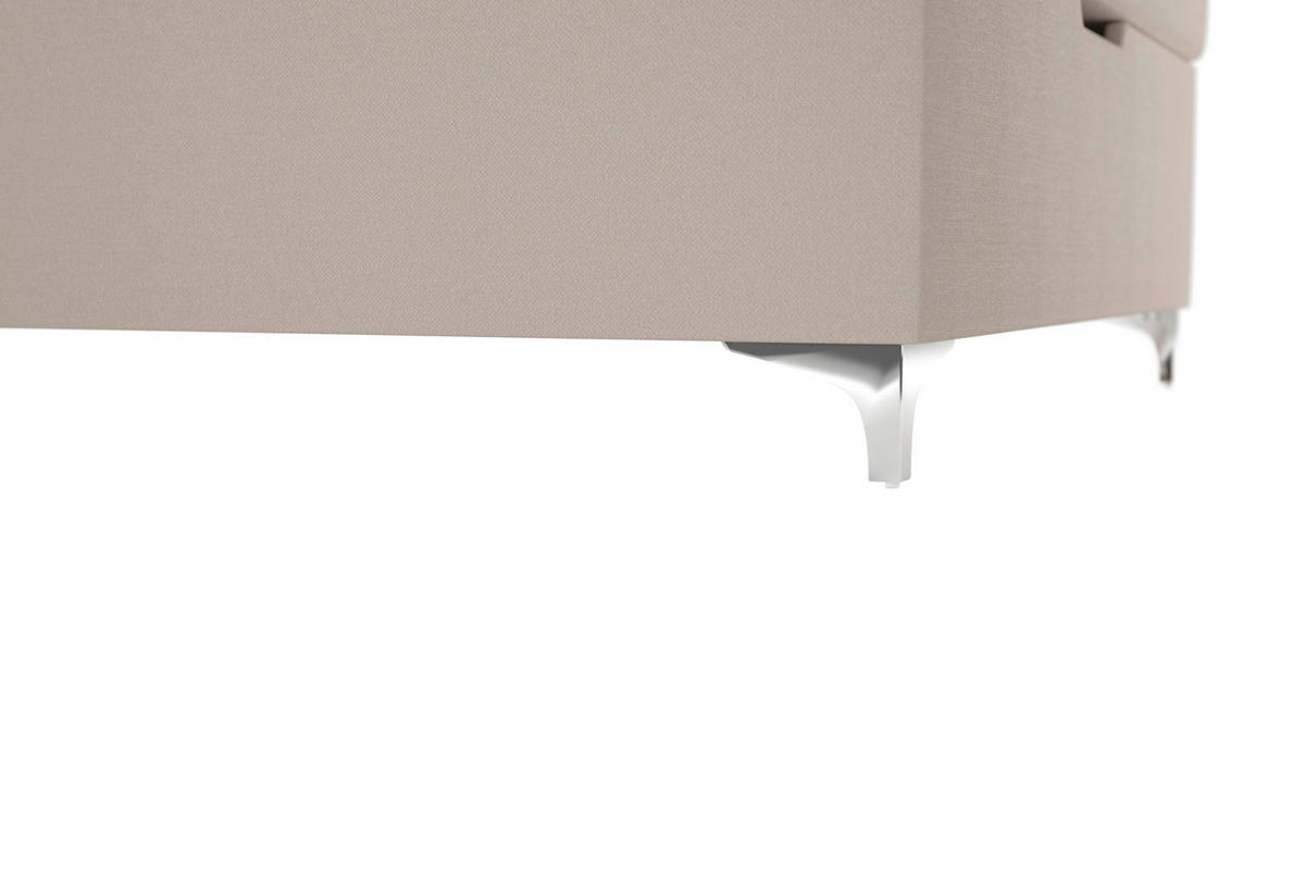 BOX-ÁGY 120/200 cm  bézs  - bézs/ezüstszínű, Basics, műanyag/textil (120/200cm) - Cantus