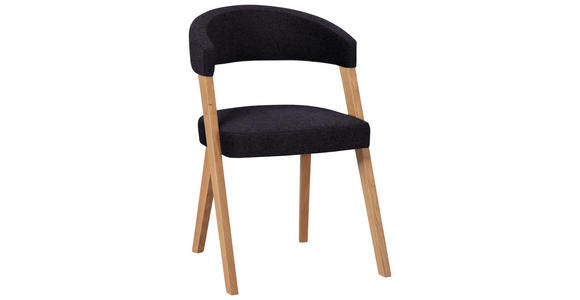 STUHL in Holz, Textil Anthrazit, Wildeiche - Wildeiche/Eichefarben, MODERN, Holz/Textil (56/81/66cm) - Venda