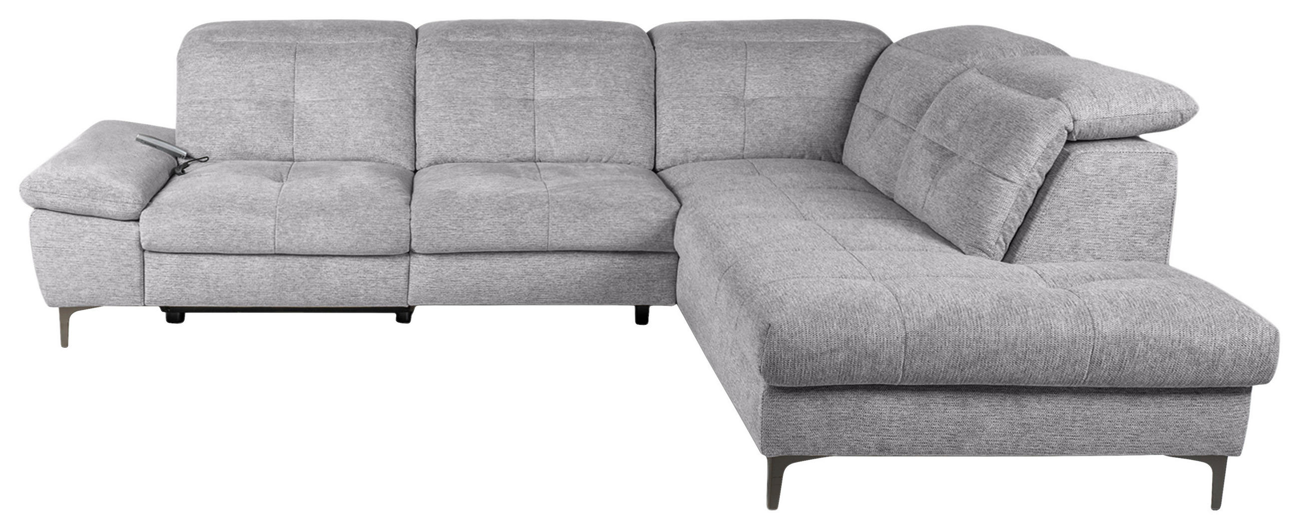ECKSOFA Greige Webstoff  - Greige/Schwarz, KONVENTIONELL, Textil/Metall (288/225cm) - Carryhome