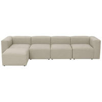 ECKSOFA in Flachgewebe Creme   - Creme, Design, Kunststoff/Textil (350/73/100cm) - Max Winzer