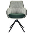 ARMLEHNSTUHL  Stoffauswahl, Sitzfläche 360° drehbar Webstoff  - Schwarz/Grün, Design, Textil/Metall (59/91/69cm) - Novel