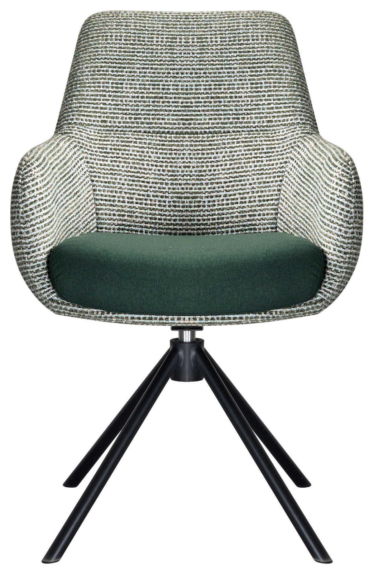 ARMLEHNSTUHL  Stoffauswahl, Sitzfläche 360° drehbar Webstoff  - Schwarz/Grün, Design, Textil/Metall (59/91/69cm) - Novel