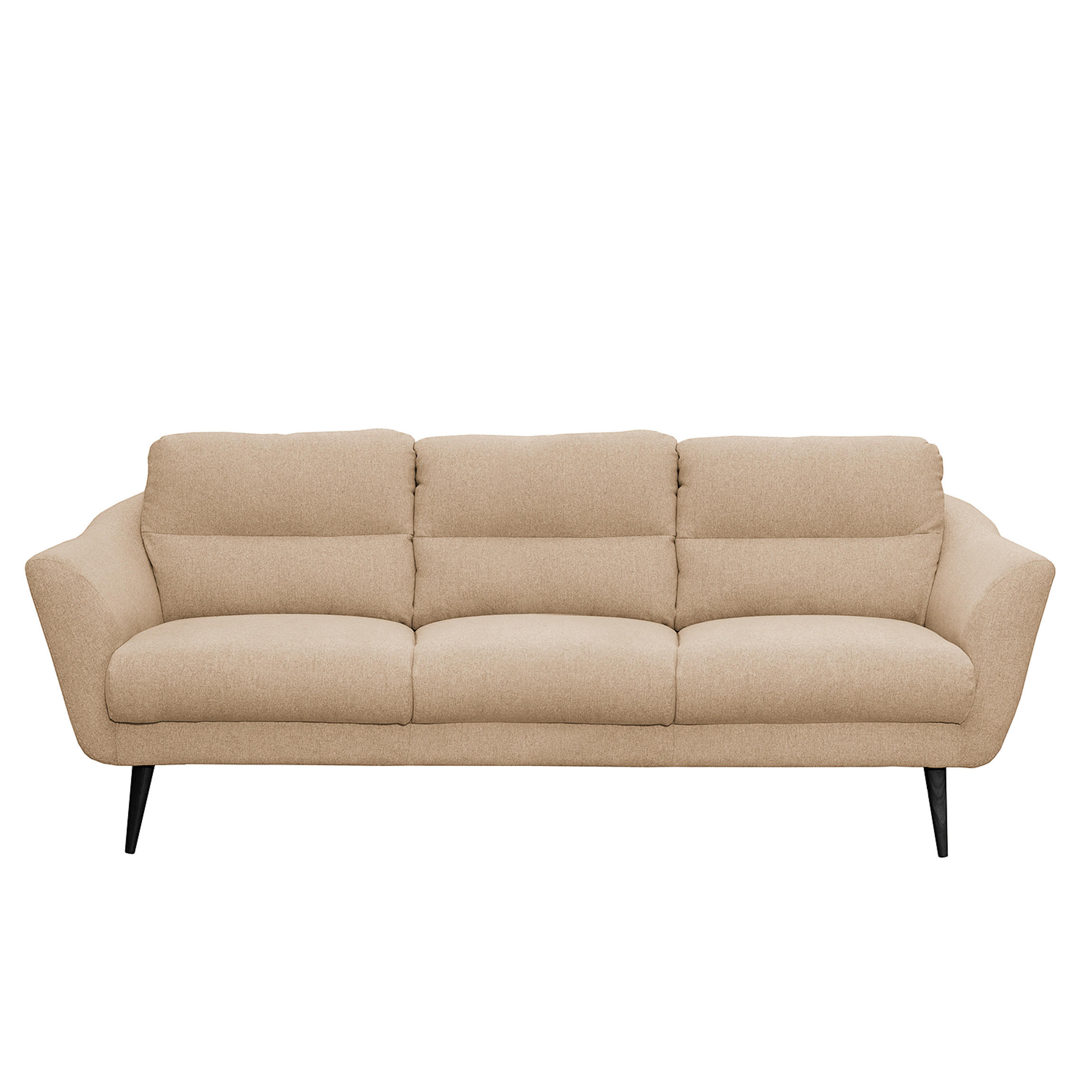 3-SITZER-SOFA in Webstoff Beige  - Beige/Schwarz, Design, Holz/Textil (209/87/88cm) - Livetastic
