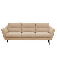 3-SITZER-SOFA in Webstoff Beige  - Beige/Schwarz, Design, Holz/Textil (209/87/88cm) - Livetastic