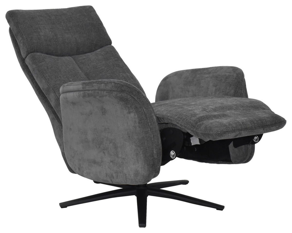 RELAXSESSEL Webstoff    - Graubraun/Schwarz, Design, Holz/Textil (75/109/84/148/84cm) - Livetastic