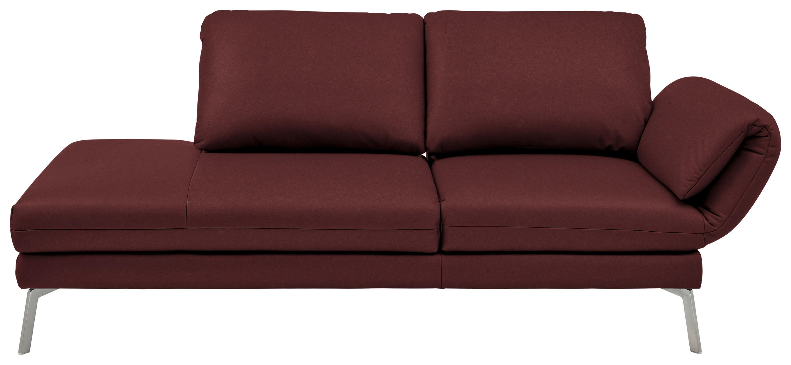 RÉCAMIERE in Echtleder Rot  - Chromfarben/Rot, Design, Leder/Metall (209/85-109/95-16cm) - Dieter Knoll