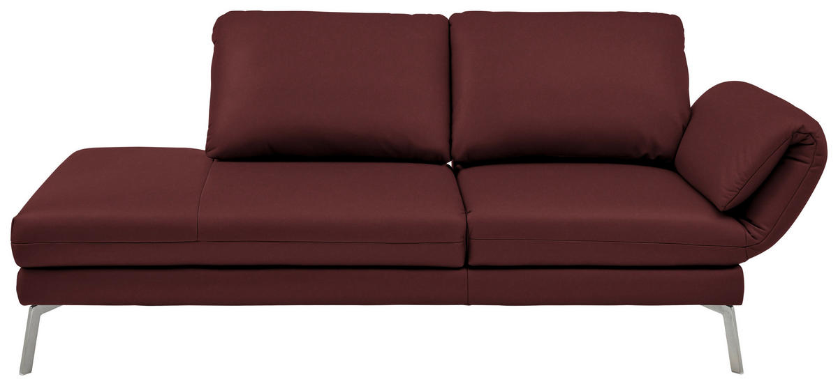 RÉCAMIERE in Echtleder Rot  - Chromfarben/Rot, Design, Leder/Metall (209/85-109/95-16cm) - Dieter Knoll
