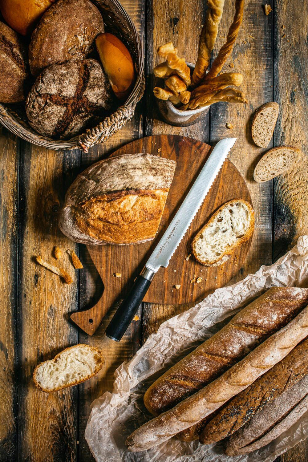 NOŽ ZA KRUH  MO-V 37/3,6/2,8 cm           nerjaveče jeklo - črna, Basics, kovina/leseni material (37/3,6/2,8cm) - Samura