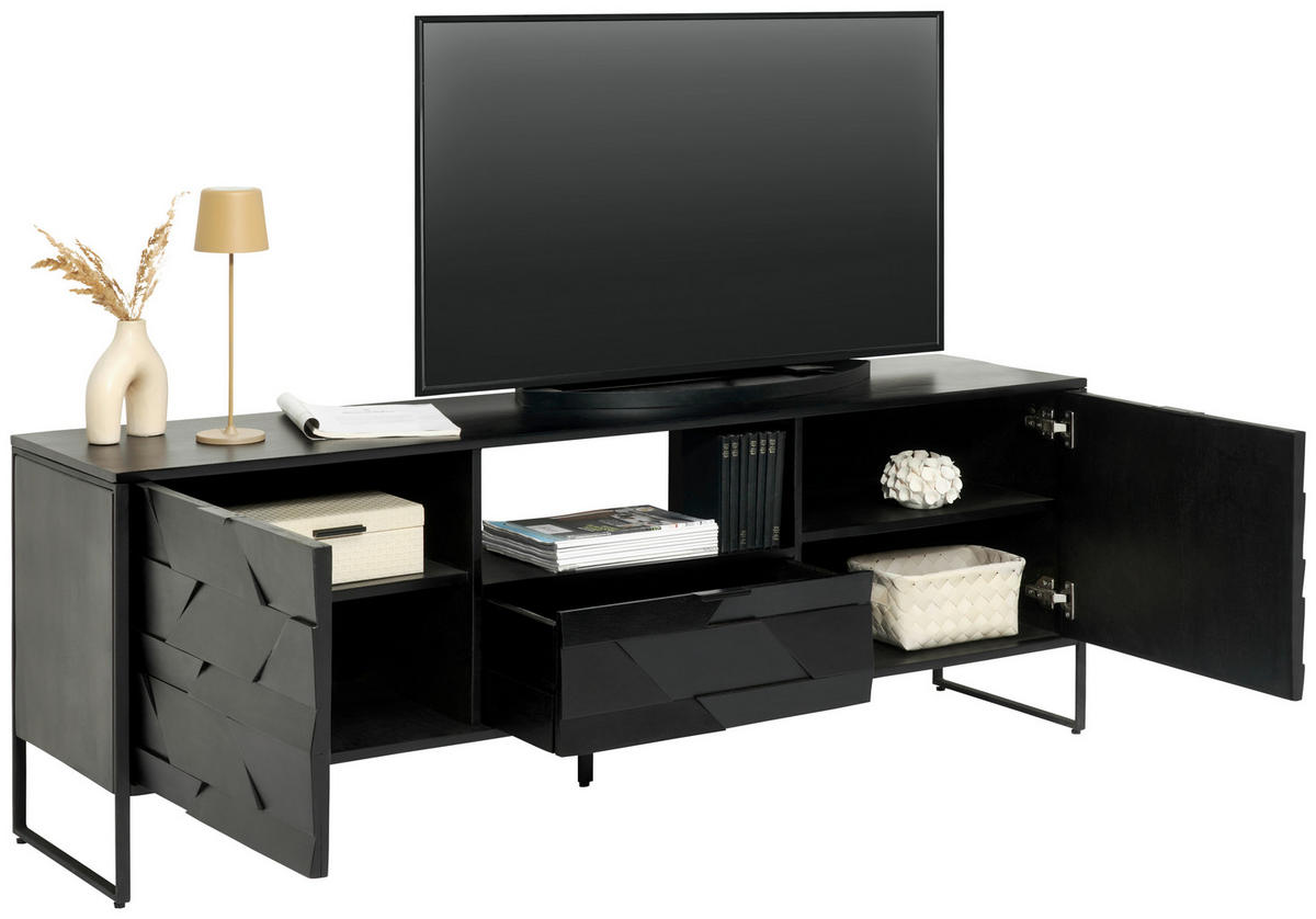 LOWBOARD  in 175/60/40 cm  - Schwarz, Trend, Holz/Metall (175/60/40cm) - Ambia Home