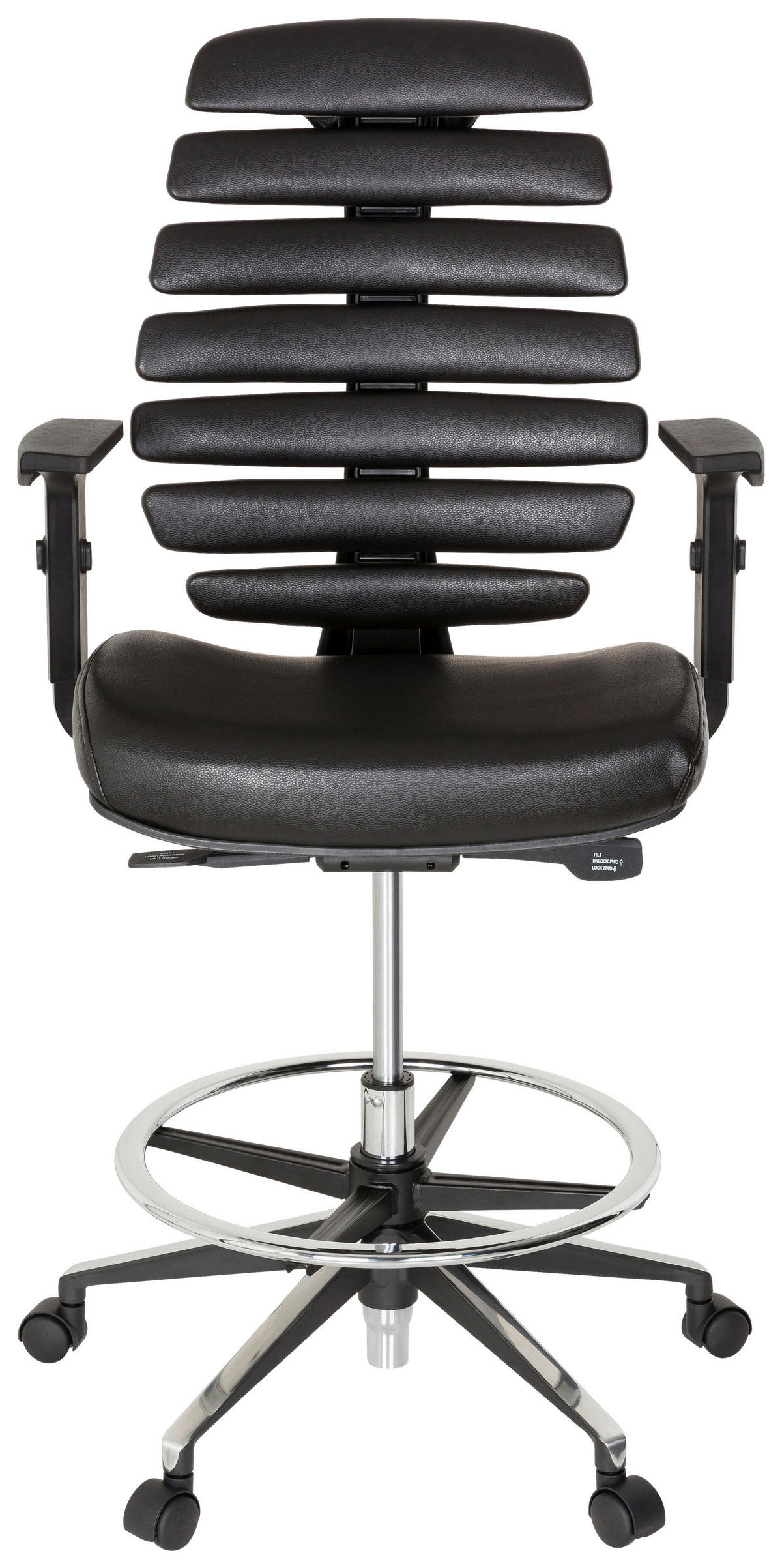DREHSTUHL Schwarz  - Alufarben/Schwarz, MODERN, Leder/Kunststoff (62/131/65cm) - MID.YOU