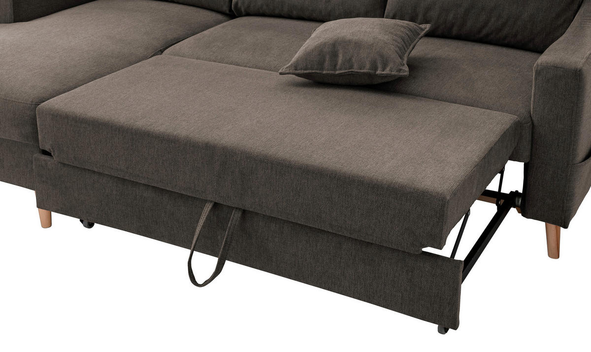 ECKSOFA in Struktur Braun  150/228 cm  - Naturfarben/Braun, KONVENTIONELL, Holz/Textil (150/228cm) - P & B