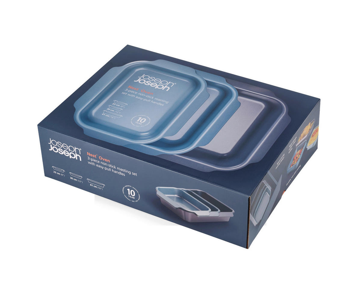 AUFLAUFFORMENSET 41,1/30/9,6 cm  3-teilig  - Pastellblau/Dunkelblau, Basics, Metall (41,1/30/9,6cm) - Joseph Joseph