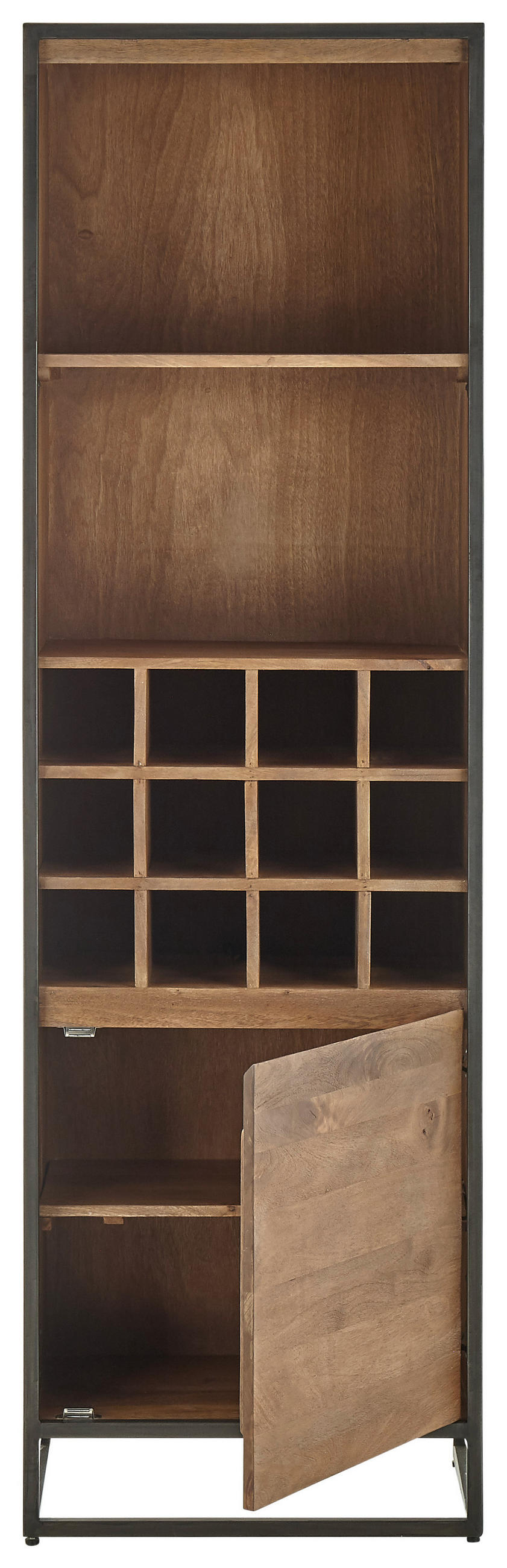 VYSOKÁ KOMODA, akácie, barvy vlašských ořechů, černá, 57/187/40 cm - černá/barvy vlašských ořechů, Lifestyle, kov/dřevo (57/187/40cm) - MID.YOU