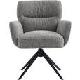 ARMLEHNSTUHL  , Stoffauswahl, Sitzfläche 360° drehbar, automatische Rückholfunktion  , Leinenoptik  ,  - Anthrazit/Schwarz, Design, Textil/Metall (67/86/68cm) - Novel