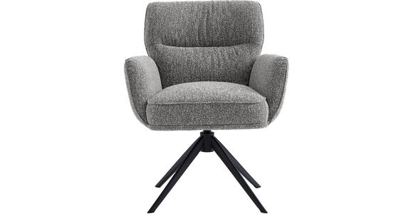 ARMLEHNSTUHL  , Stoffauswahl, Sitzfläche 360° drehbar, automatische Rückholfunktion  , Leinenoptik  ,  - Anthrazit/Schwarz, Design, Textil/Metall (67/86/68cm) - Novel