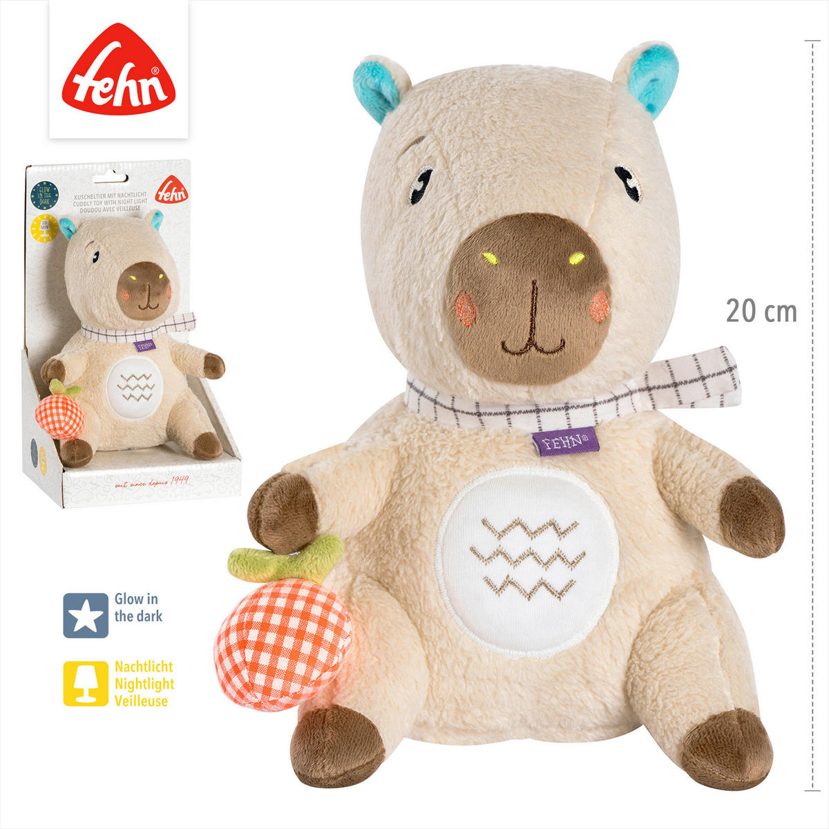 KINDER-NACHTLICHT Capybara Clara 20/10,5/11,6 cm   - Multicolor, Basics, Textil (20/10,5/11,6cm) - Fehn