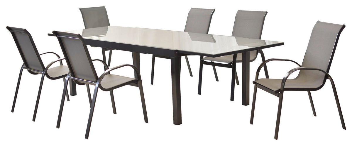GARTENSET Aluminium  - Graphitfarben/Grau, MODERN, Textil/Metall - Gardenson