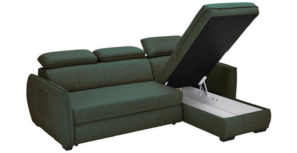 ECKSOFA Dunkelgrün Flachgewebe - Dunkelgrün/Schwarz, MODERN, Kunststoff/Textil (182/237cm) - Carryhome