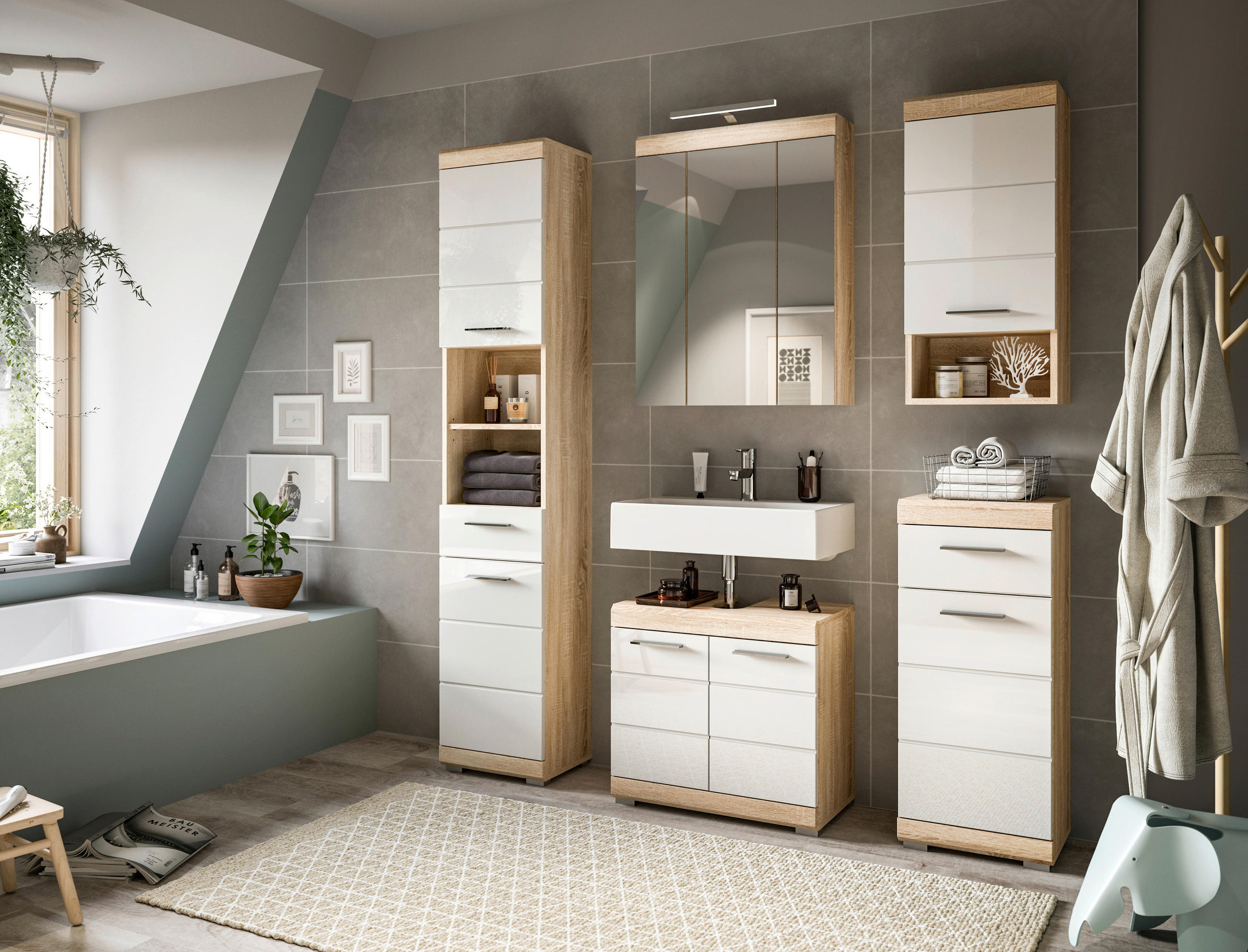 SPIEGELSCHRANK 60/79/37 cm  - Sonoma Eiche, MODERN, Glas/Holzwerkstoff (60/79/37cm) - MID.YOU