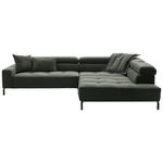 ECKSOFA in Feincord Olivgrün  311/219 cm  - Schwarz/Olivgrün, KONVENTIONELL, Textil/Metall (311/219cm) - Hom`in