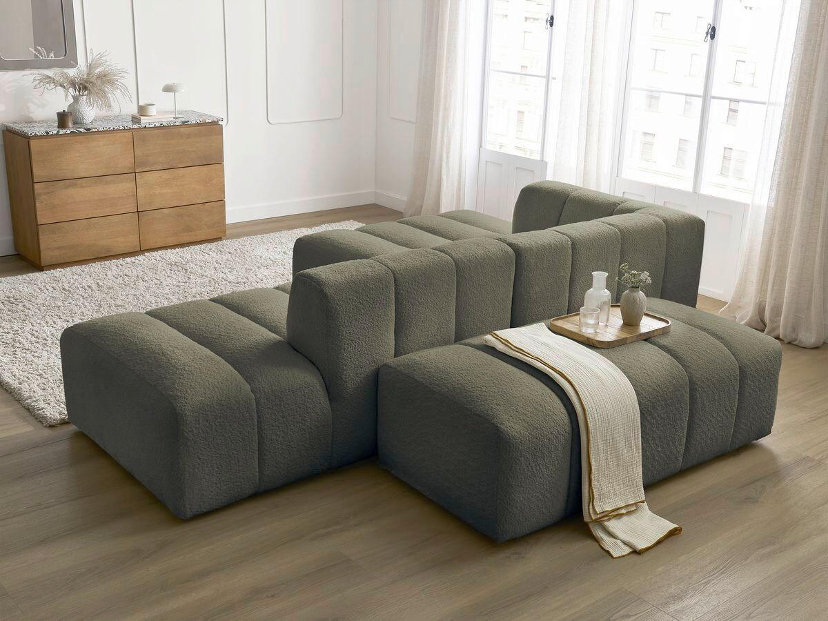 ECKSOFA  ANNECY Grün Bouclé  - Schwarz/Grün, MODERN, Kunststoff/Textil (170/262cm)