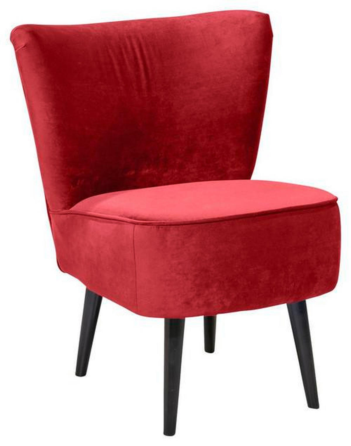 SESSEL Mikrovelours Rot    - Rot/Schwarz, Trend, Holz/Textil (65/89/70cm) - MID.YOU