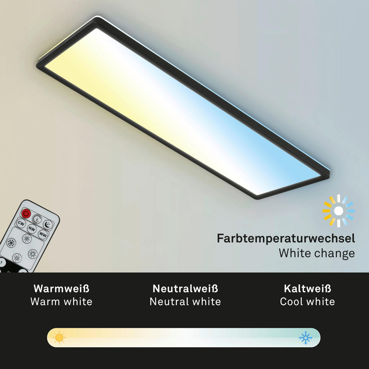 LED-PANEEL Slim 58/20/3 cm   - Schwarz, MODERN, Kunststoff (58/20/3cm)