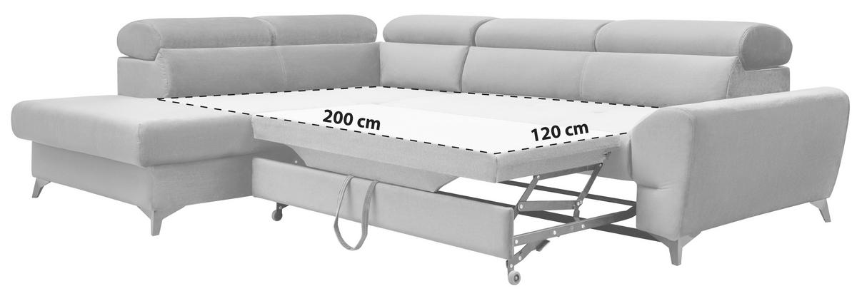Measurements von MID.YOU ECKSOFA Schwarz Velours.