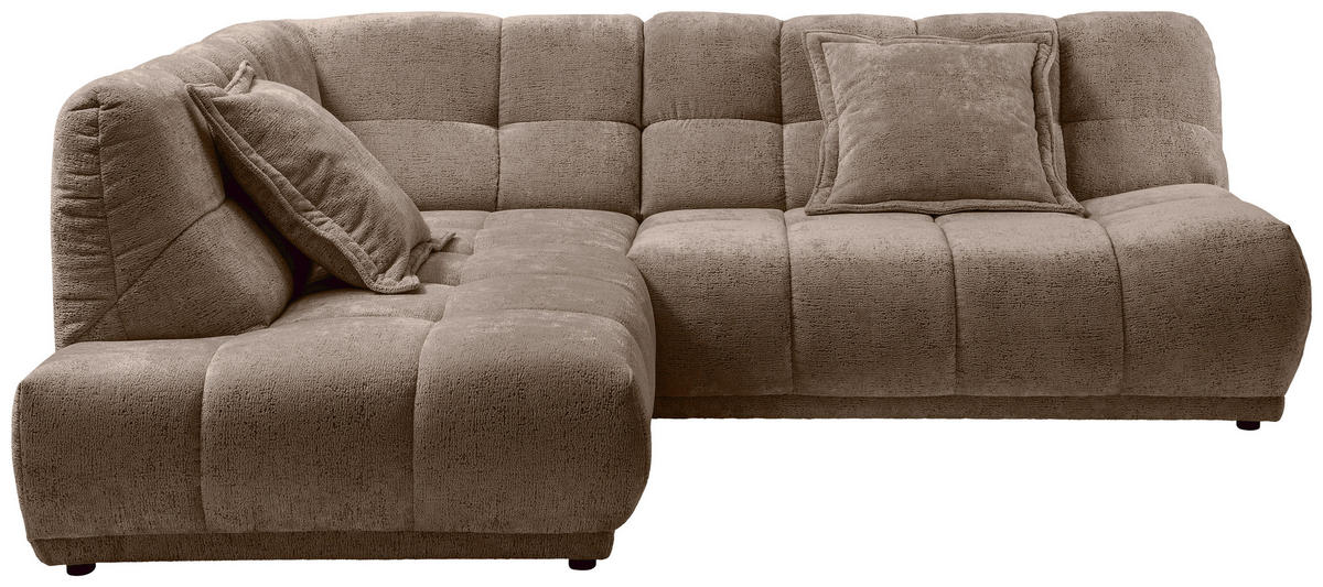 ECKSOFA ITALIA in Chenille Braun  203/254 cm  - Schwarz/Braun, MODERN, Kunststoff/Textil (203/254cm) - Livetastic