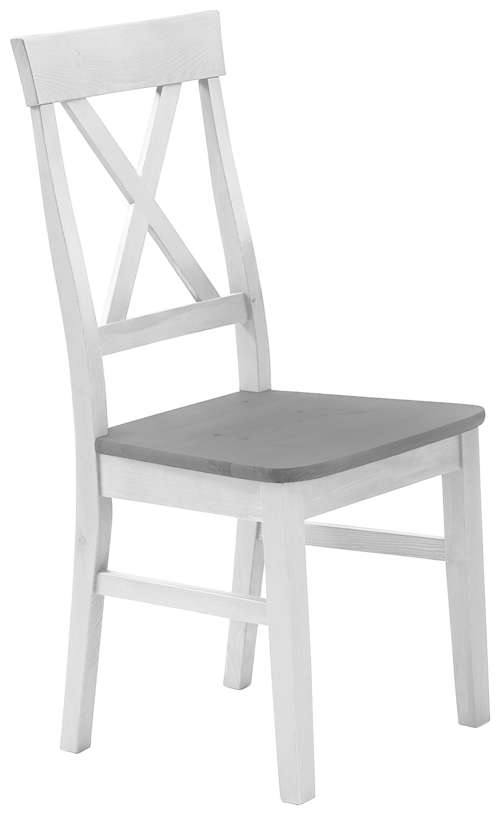 STUHL Grau, Weiß Kiefer massiv  - Weiß/Grau, ROMANTIK / LANDHAUS, Holz (45/94/43cm) - Boxxx