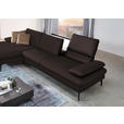 ECKSOFA in Echtleder Dunkelbraun  - Dunkelbraun/Schwarz, Design, Leder/Metall (157/325cm) - Dieter Knoll