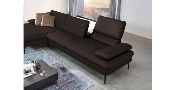 ECKSOFA in Echtleder Dunkelbraun  - Dunkelbraun/Schwarz, Design, Leder/Metall (157/325cm) - Dieter Knoll