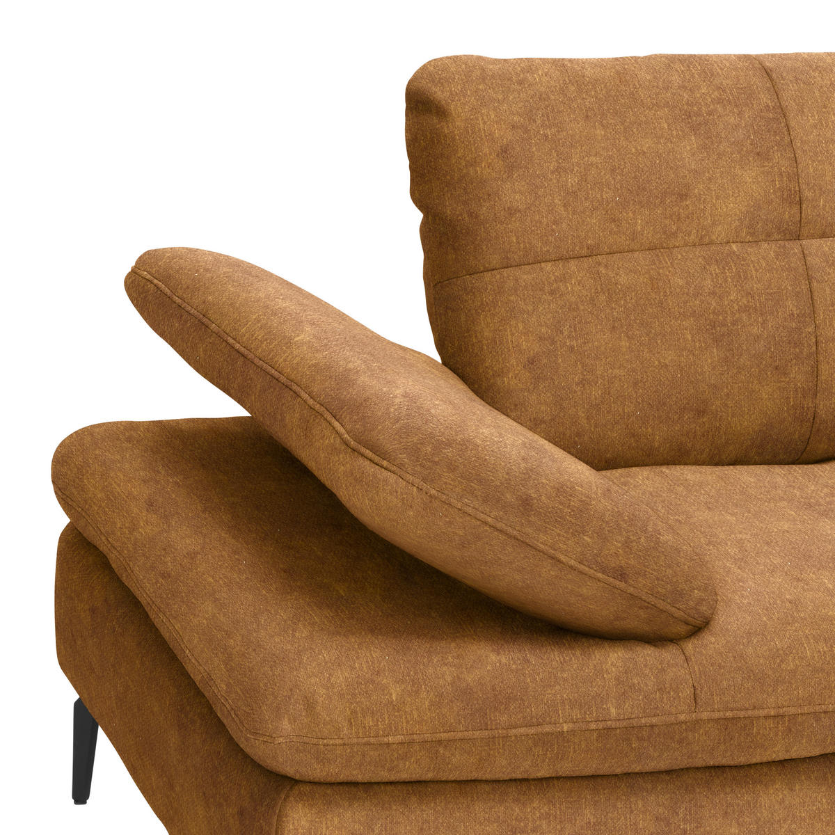ECKSOFA in Velours Cognac  301/179 cm  - Cognac/Schwarz, Design, Textil/Metall (301/179cm) - Chilliano