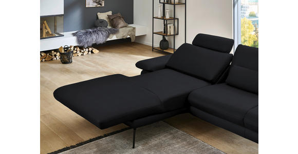 ECKSOFA in Echtleder Anthrazit 180/310 cm - Anthrazit/Schwarz, Design, Leder/Metall (180/310cm) - Dieter Knoll