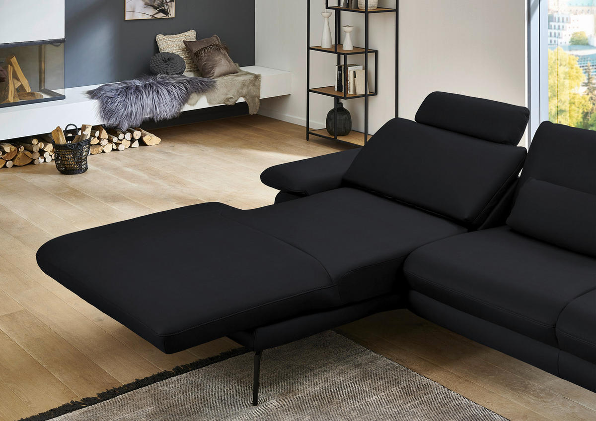 ECKSOFA in Echtleder Anthrazit  180/310 cm  - Anthrazit/Schwarz, Design, Leder/Metall (180/310cm) - Dieter Knoll