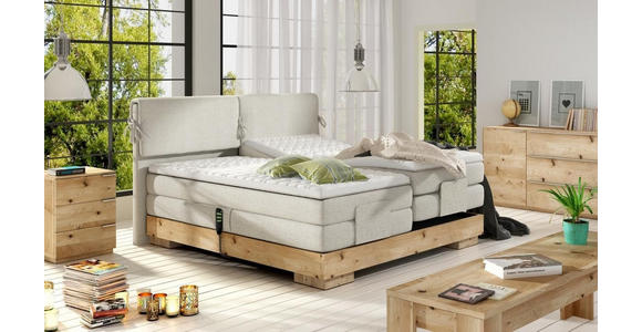 BOXSPRINGBETT Webstoff 180/200 cm INKL. Matratze, Topper - Eichefarben/Creme, KONVENTIONELL, Holz/Textil (180/200cm) - Valnatura