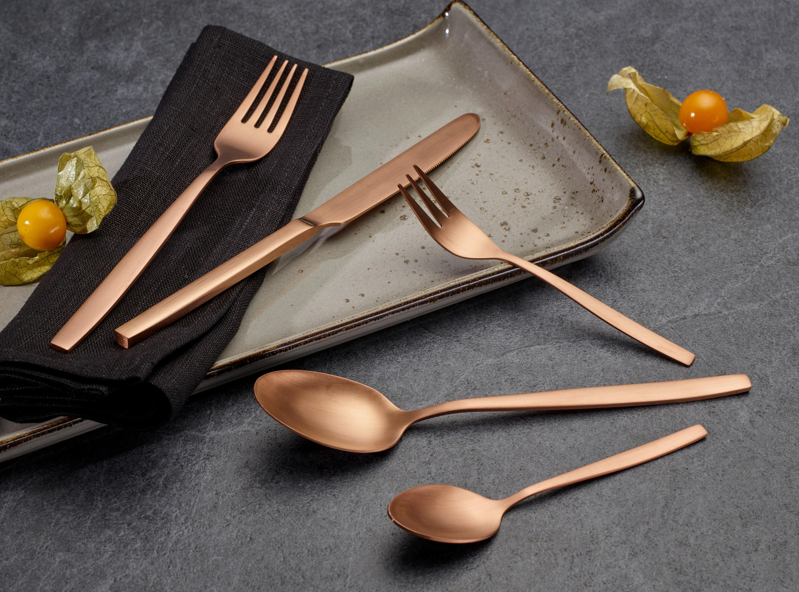 BESTECKSET Tavira 30-teilig Edelstahl  - Bronzefarben, Basics, Metall (1,22kg) - Echtwerk