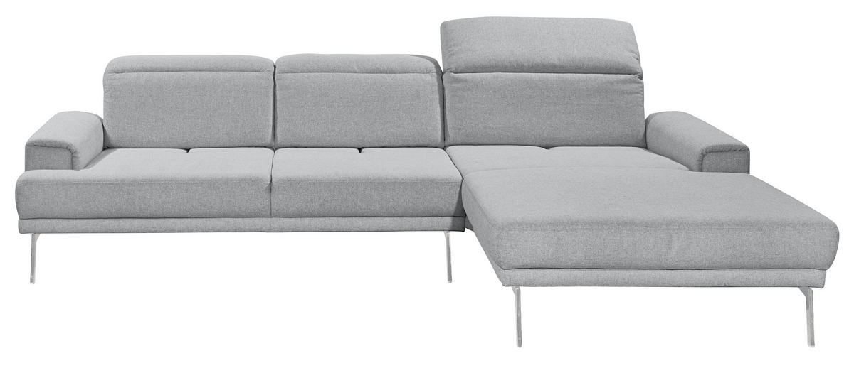 ECKSOFA Grau Flachgewebe  - Chromfarben/Grau, Design, Textil/Metall (288/193-220cm) - Musterring