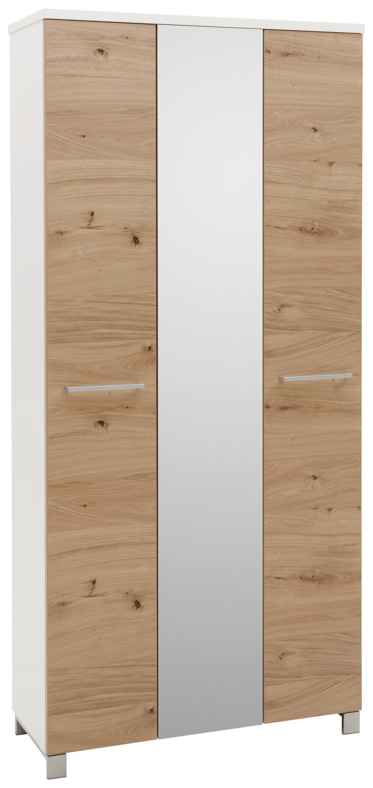GARDEROBENSCHRANK Balkeneiche furniert Weiß, Eichefarben - Chromfarben/Eichefarben, Design, Glas/Holz (90/193/37cm) - Dieter Knoll